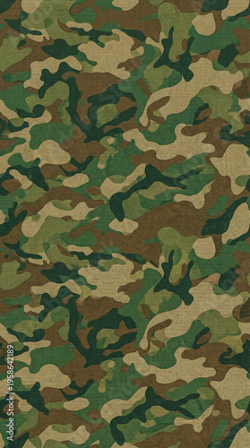 Wallpaper Mural  Patrón de camuflaje militar en tonos verdes y marrones. Fondo repetitivo ideal para textil, diseño táctico o gráficos militares.
 Torontodigital.ca