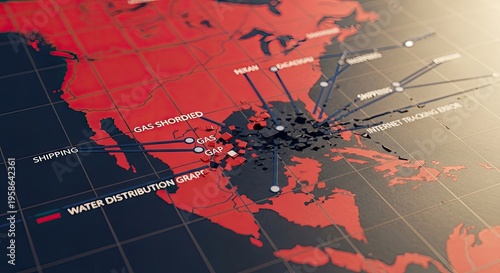 North America map showing distribution problems and supply chain disruptions