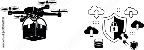 A set of black and white flowers drips from a metal 3D faucet icon into a blue glass wine bottle as a vector illustration for a plumbing business concept