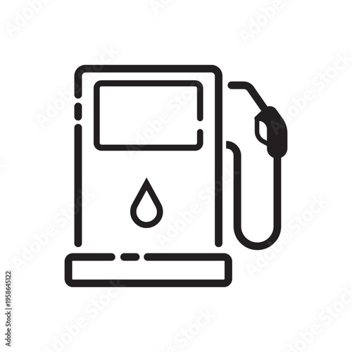 Fuel Pump Line Icon, Gas Station, Petrol & Energy Symbol