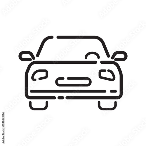 Minimalist Car Line Icon, Modern Vehicle Outline Design