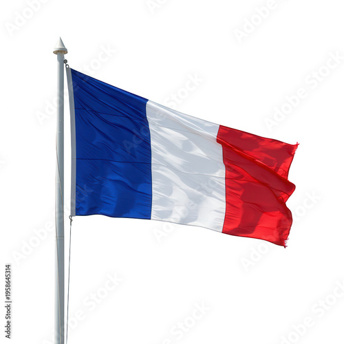 Free Download French flag waving on flagpole isolated on transparent background - GFXLoad