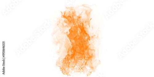 Konstfotografi Powerful orange fire flame rising with thick smoke against black background inte