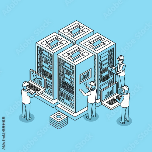 Data Center Maintenance - Technicians Managing Servers and Infrastructure.