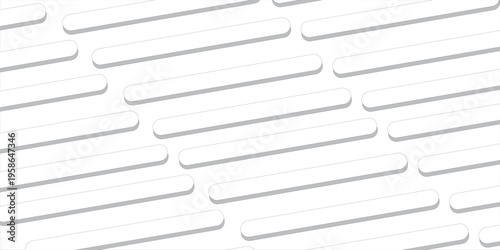 Clean abstract background featuring rounded white diagonal bars with subtle soft gray shadows over a solid white backdrop. illustration eps10