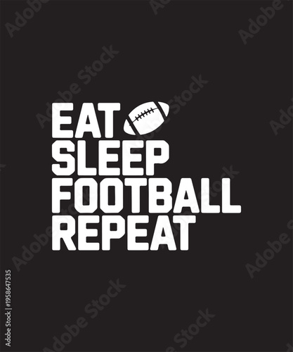 American Football Fanatic Text Phrase with Ball Icon on Black Background Minimalist Graphic Design
