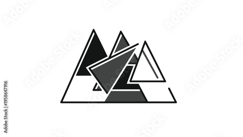 Overlapping triangles representing mountain peaks, multi-layered growth, diverse goals, and complex business success strategies.