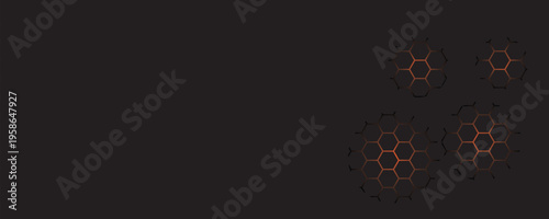 Sophisticated abstract background featuring clusters of bronze and copper hexagonal grids on a deep black backdrop. illustration