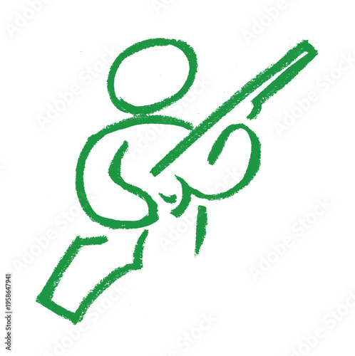 Person With Shotgun Icon Crayon Chalk Drawing Vector