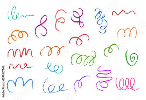 Swiggle Shapes Crayon Chalk Drawing Doodle Vector Set