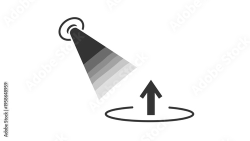 Spotlight highlighting an upward arrow emerging from circular base representing focus on growth, breakthrough success, and progress.