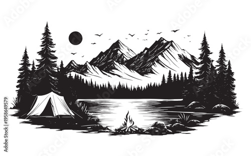 vector illustration of a mountain landscape