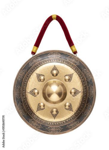 Wallpaper Mural Ornate Gold Gong with Decorative Motifs Light Background Torontodigital.ca