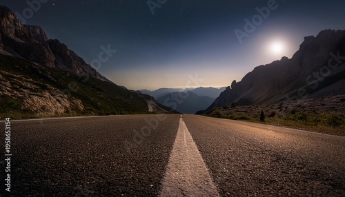 mountain night asphalt road
