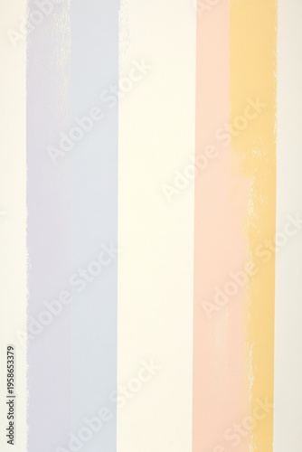 A vertical banner composed of wide, stripes in a curated Easter palette. A soft butter yellow, a pale peach, a powder blue, a whisper of lavender and a creamy white at the base.