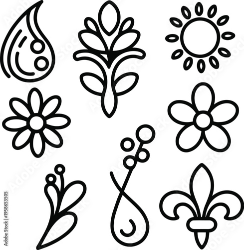 Decorative Floral Elements Seamless Pattern Vector Illustration