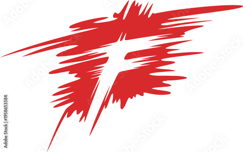 Abstract Red Brush Stroke Splatter Vector Illustration