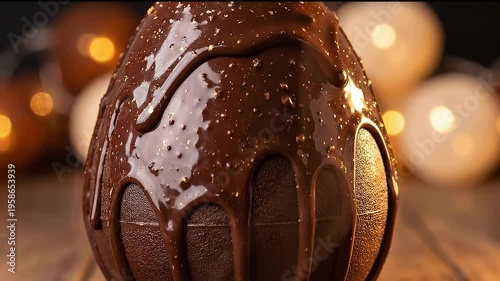 Luxury Chocolate Easter Egg with Dripping Ganache and Gold Details