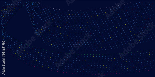 Abstract Digital Light Wave – Cyber Data Particles on Dark Blue