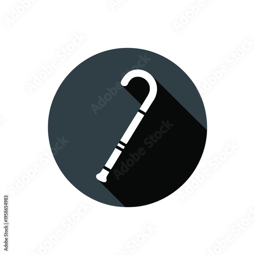 A minimalist illustration of a cane on a dark background