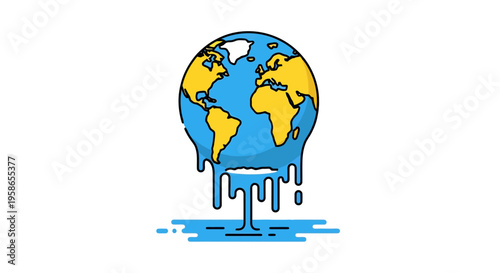 Global Warming Concept Illustration A World Icon Melting Away from Climate Change Effects Presenting Environmental Challenges and Earth s Crisis