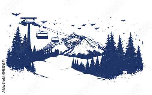 ski resort vector illustration
