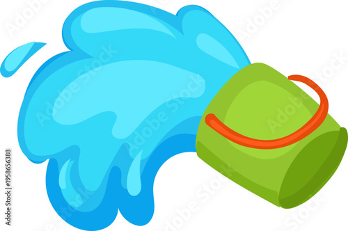 Green Flip Flop with Water Splash Summer