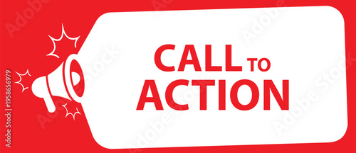 call to action sign on white background