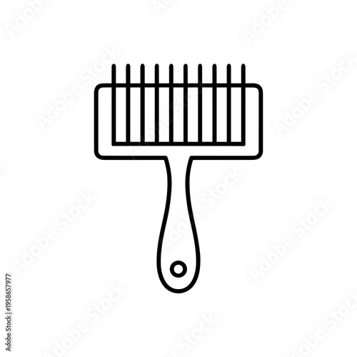 Hair comb in minimalistic style with black outlines  