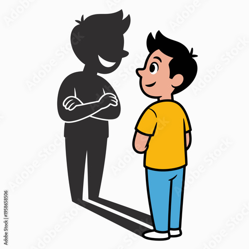 Boy Talking to Shadow of Himself