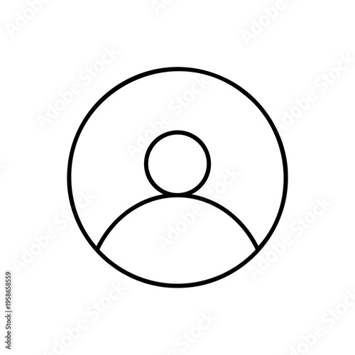 User Profile Outline Icon on White Background. Account and Identity Symbol. Vector Illustration