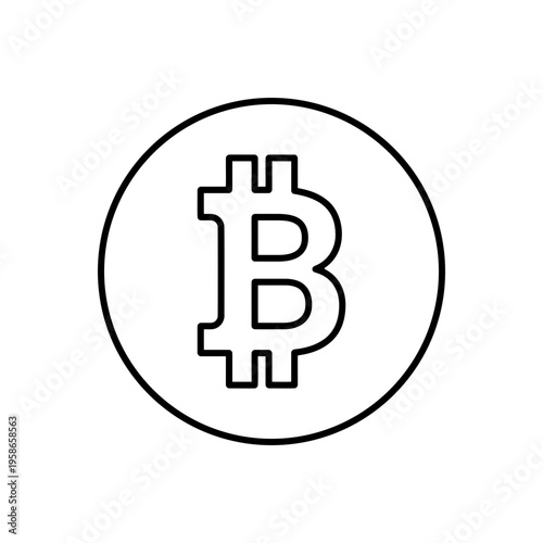 Bitcoin Outline Icon on Transparent Background. Cryptocurrency and Digital Currency Symbol. Vector Illustration