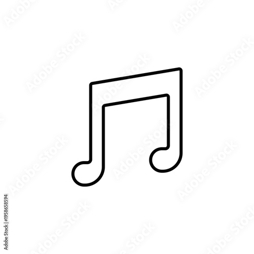 Music Note Outline Icon on Transparent Background. Sound and Melody Symbol. Vector Illustration