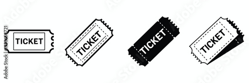 Ticket icon vector illustration, simple event pass symbol for cinema, theatre, concert and entertainment, minimal design isolated on white background for booking, admission and access concepts