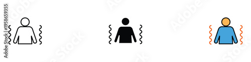 Shaking person shivering with anxiety or cold icon set. Mental stress fear and physical vibration or fever symbol. Vector Illustration.