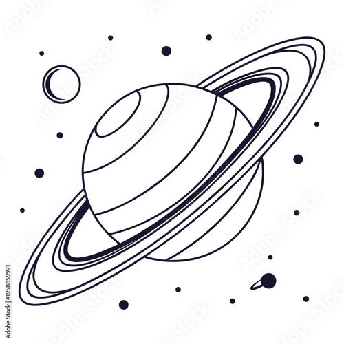 Saturn Planet Icon Vector – Minimal Ring Planet Astronomy Symbol