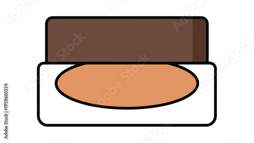 Wide cosmetic jar with a dark brown lid and a window showing a peach or tan colored cream or gel product inside for skin treatment.