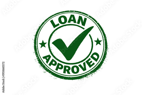 A green loan approved stamp on transparent background