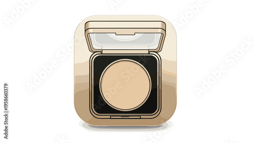 Open square compact case featuring a single pan of light beige pressed face powder or eyeshadow for a clean and natural makeup look.