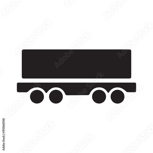 Cargo trailer logistics solid black icon vector illustration
