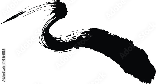Black brush stroke on white background abstract art design element