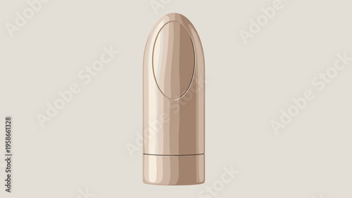 Elegant metallic rose gold lipstick tube or cosmetic stick container with a sleek rounded cap shown in a minimalist vector style.