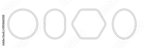 Rope knit cord border for wavy knot frame. String cowboy pattern for nautical and western boarder. Braid decorative rope for oval, round border design