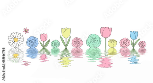 Colorful flowers in various pastel shades.