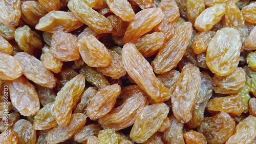 Golden Brown Raisins Close-up, Dried Fruit Texture