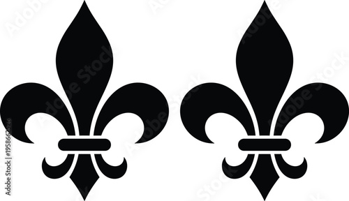 Fleur de Lis Silhouette Vector Illustration with Symmetrical Curved Petals Historic French Royal Heraldic Icon for Nobility Tradition Decorative Branding and Design Projects