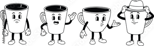 Anthropomorphic pots with various facial expressions