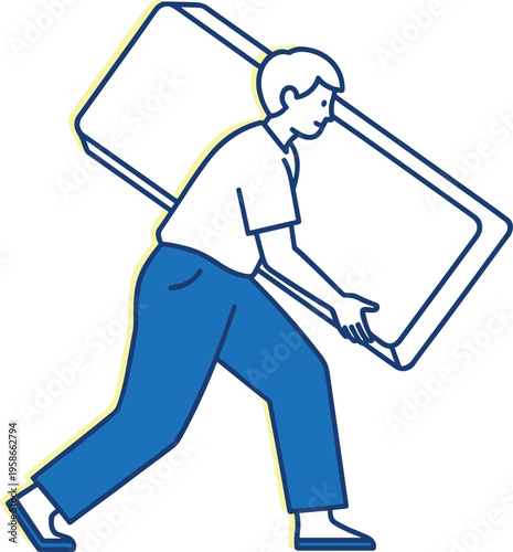 Man carrying a large mattress on his back