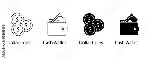 cash wallet, money wallet, leather wallet, dollar coins, currency coins, gold coins, USD coins, financial