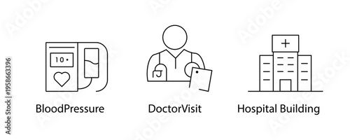 Doctor Visit, Hospital Building, Blood Pressure, Medical Checkup, Healthcare Facility, Clinic Visit, Doctor Consultation, Patient Examination